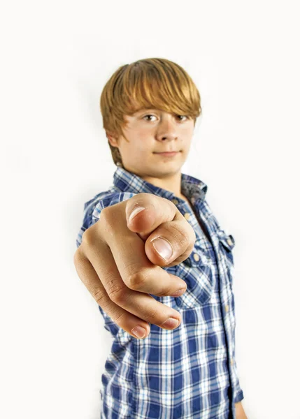 Boy pointing at you — Stock Photo, Image