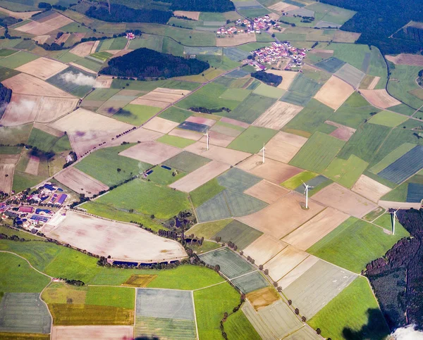 Rural landscape with electric wind mill in the Eiffel area — Stock Photo, Image