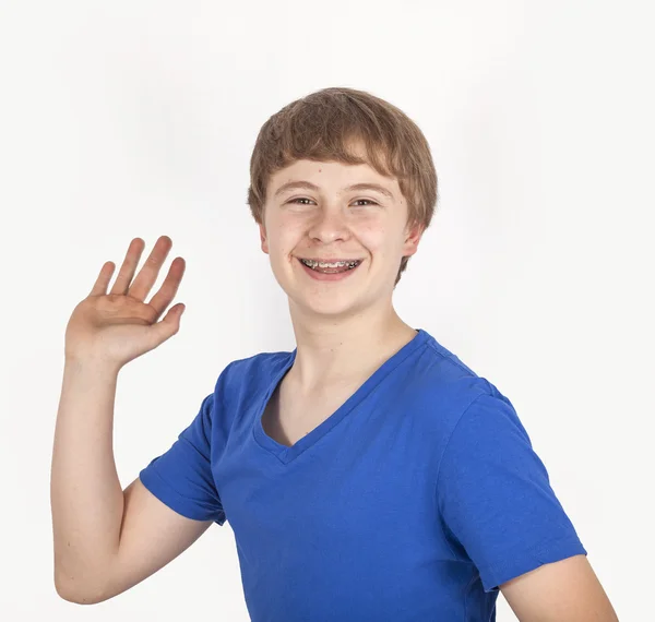 Boldog barátságos tizenéves fiú — Stock Fotó