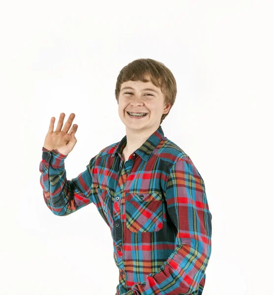 Przyjazny szczęśliwy nastoletniego chłopca — Zdjęcie stockowe