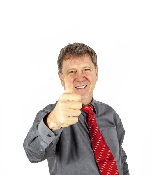 Retrato de hombre de negocios guapo mostrando pulgares hacia arriba signo —  Fotos de Stock