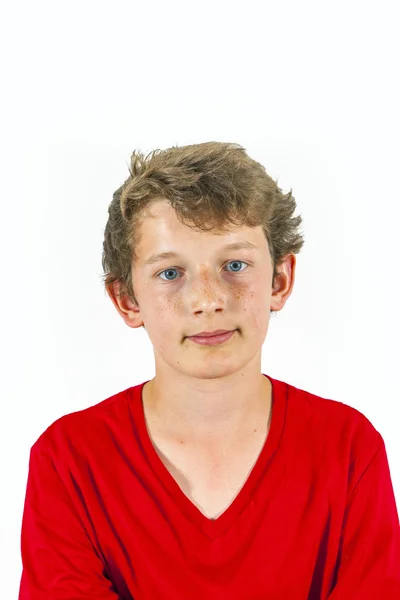 Cute looking boy in red shirt Stock Image