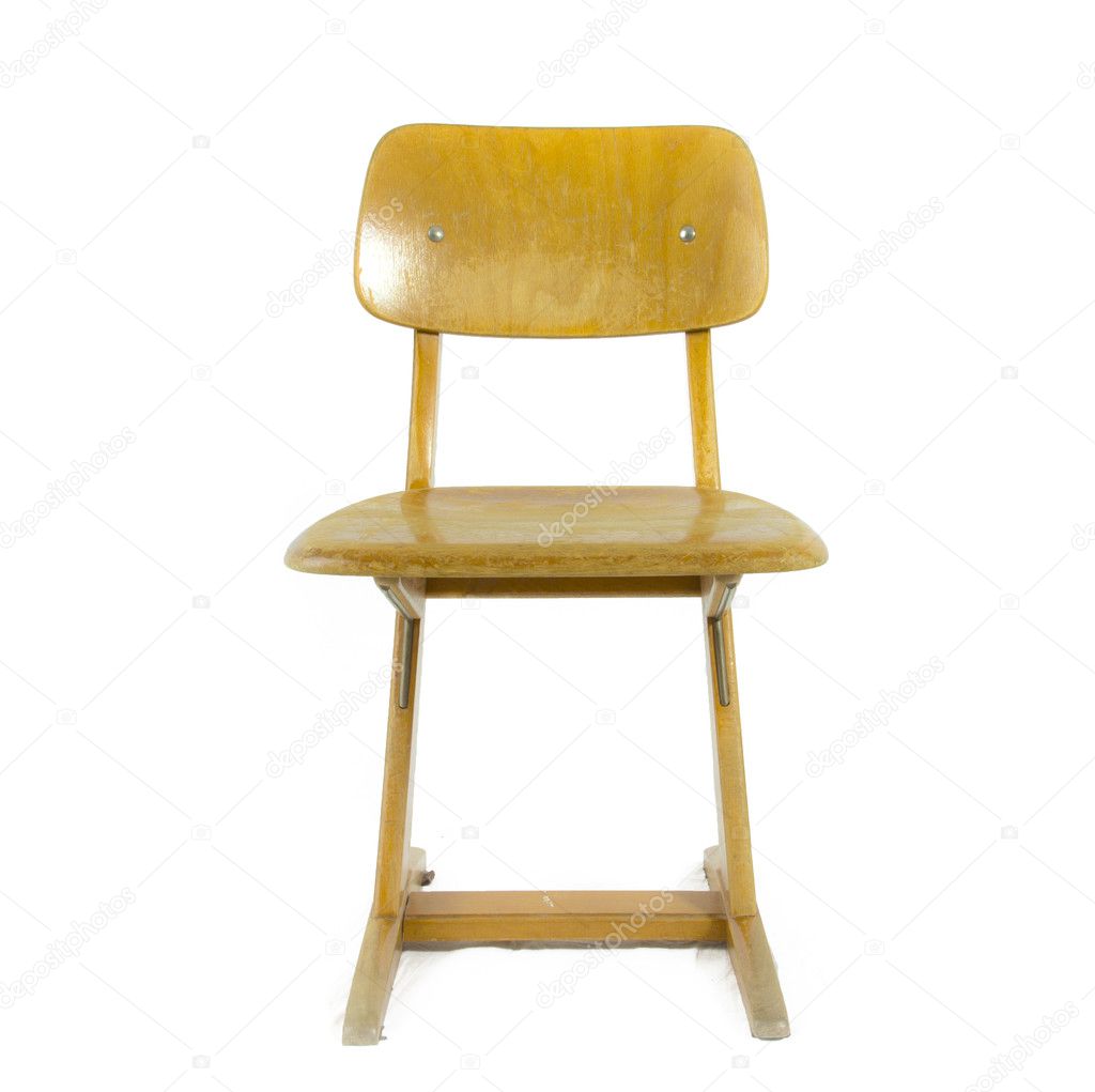 old used wooden school chair for the young pupils