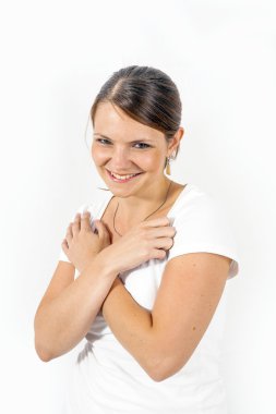 açık renkli üzerinde güzel bir genç kadının portresi 