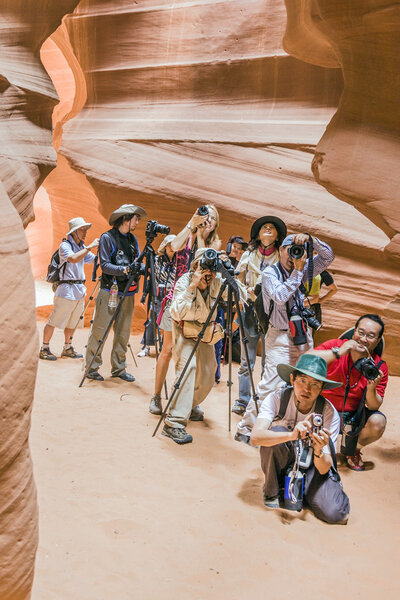 Photographers shooting of the upper Antelope Canyon