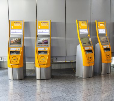 self check-in machines at Frankfurt International Airport clipart