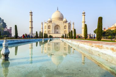 Taj mahal gündoğumu ışık, agra, Hindistan 