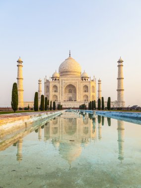 Taj mahal gündoğumu ışık, agra, Hindistan 