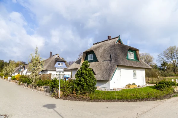 Maison de village typique avec toit en roseau — Photo