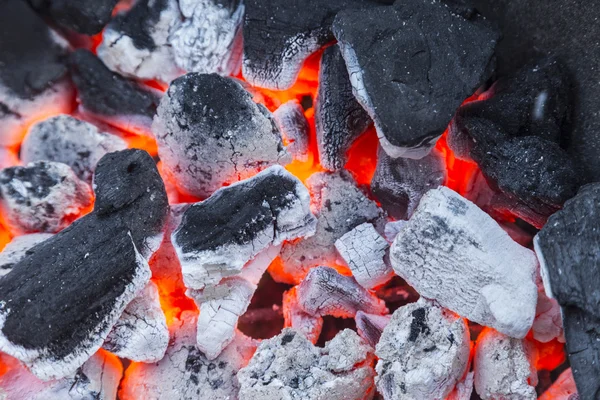 Quema de carbón vegetal en el fondo — Foto de Stock