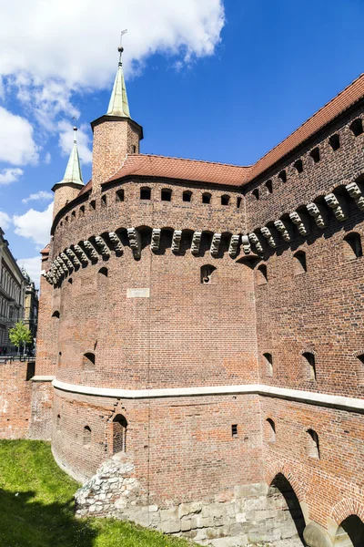 Krakow barbican - medieval fortifcation at city walls, Poland — Stock Photo, Image