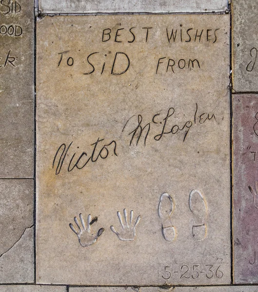 Impressões digitais de Victor Mclaglen em Hollywood Boulevard no con — Fotografia de Stock