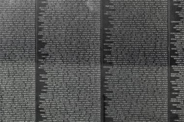 Names of Vietnam war casualties at Veterans Memorial clipart