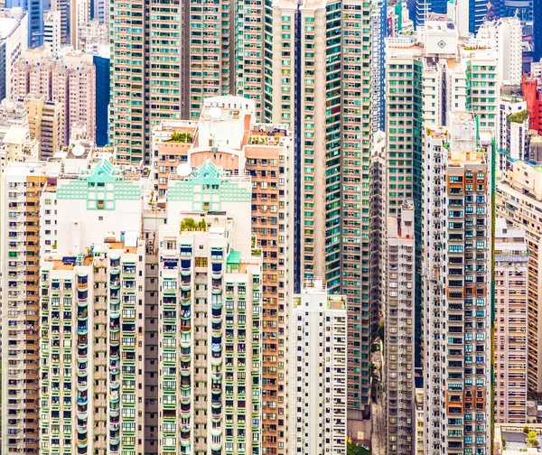 피크에서 홍콩 도시의 파노라마 스카이 라인 — 스톡 사진