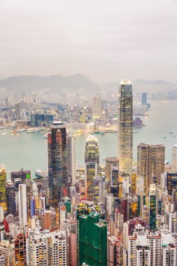 pik üzerinden hong kong şehrinin panoramik manzarası