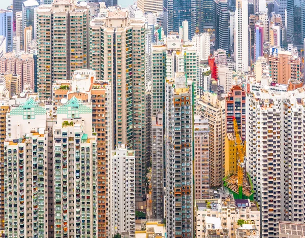 Panorama-Skyline der Hongkong-Stadt vom Gipfel — Stockfoto