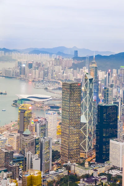 Panoramatické Panorama hong kong město z vrcholu — Stock fotografie