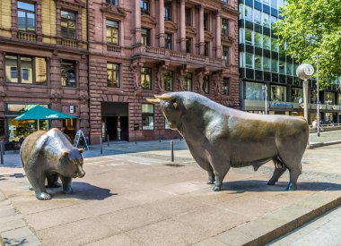 The Bull and Bear Statues at the Frankfurt Stock Exchange clipart