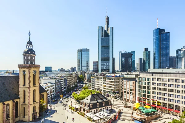 Hogy a hauptwache Frankfurt látképe — Stock Fotó