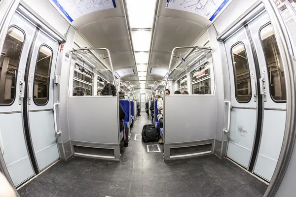 Train compartment with people — Stock Photo, Image