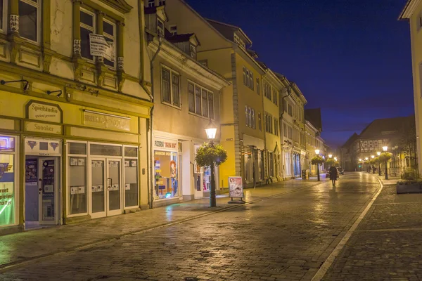 Old city of muelhausen in Thuringia in moonshine — Stock Photo, Image