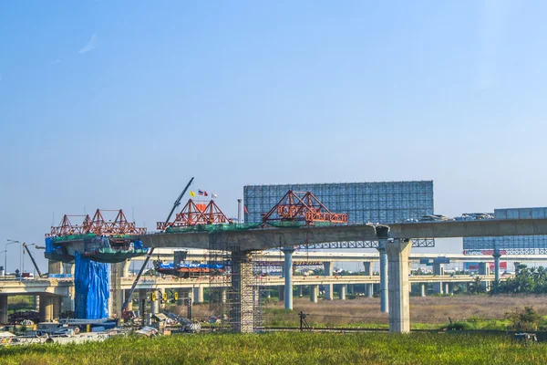 Εργοτάξιο οικοδομής το skytrain στην Μπανγκόκ, Ταϊλάνδη — Φωτογραφία Αρχείου