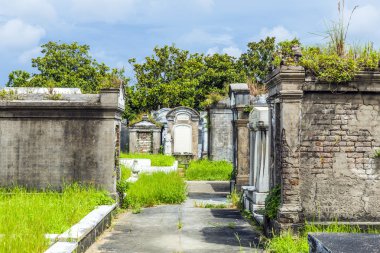 Lafayette cemetery in New Orleans with historic Grave Stones  clipart