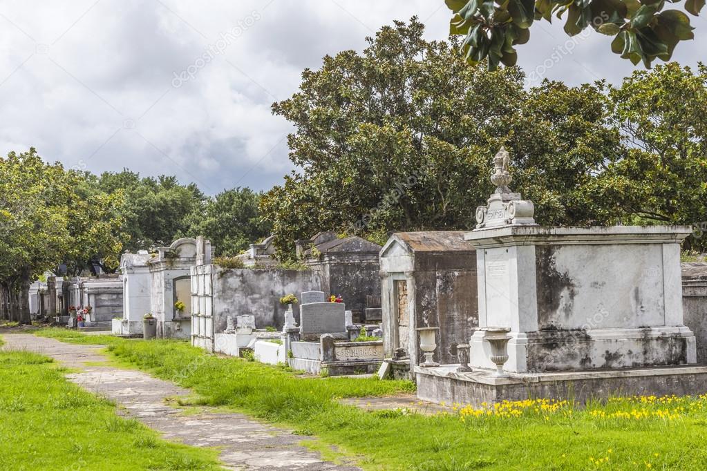 Lafayette cemetery in New Orleans with historic Grave Stones 