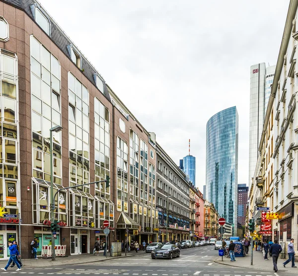View to the heart of Frankfurt at the Kaiserstrasse — Stock Photo, Image