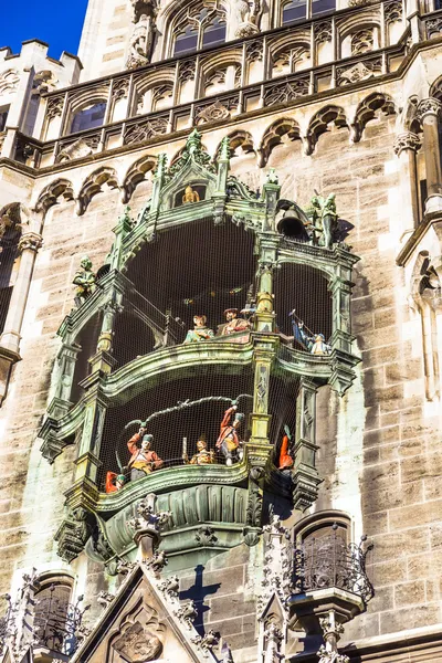 Close to the big old chimes of the town hall in Munich — Stock Photo, Image
