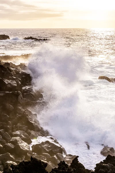 Raue Küste mit riesigen Wellen — Stockfoto