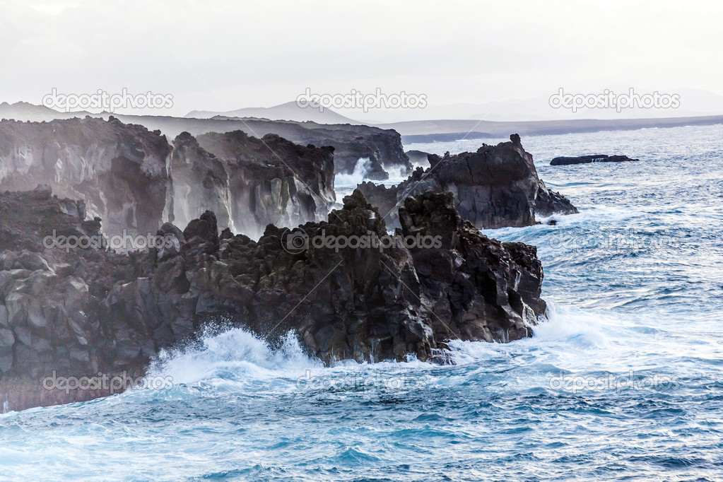 rough coast with huige waves