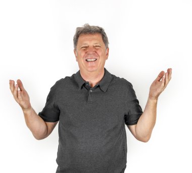 yakışıklı orta yaş erkek stüdyo portre beyaz zemin üzerine 