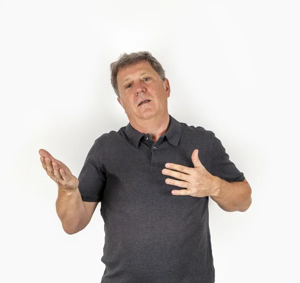 Guapo hombre de mediana edad retrato de estudio sobre un fondo blanco —  Fotos de Stock