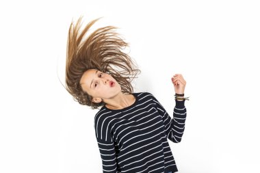 genç güzellik kahverengi saçlı sıçrama uçan kız