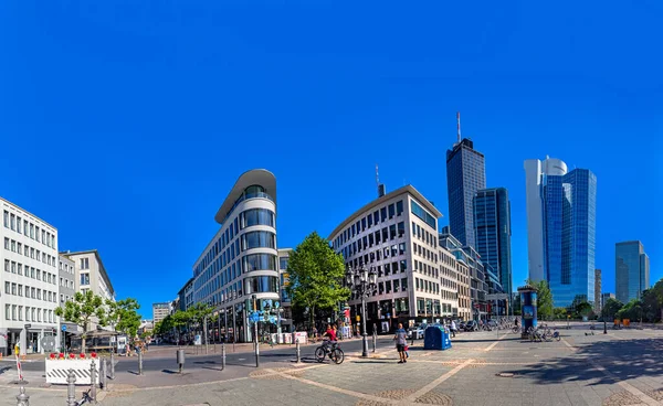 Frankfurt Německo Června 2021 Panorama Frankfurtu Nad Mohanem Ubs Ústředím — Stock fotografie