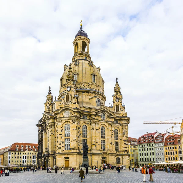 Pohled na frauenkirche v Drážďanech — Stock fotografie