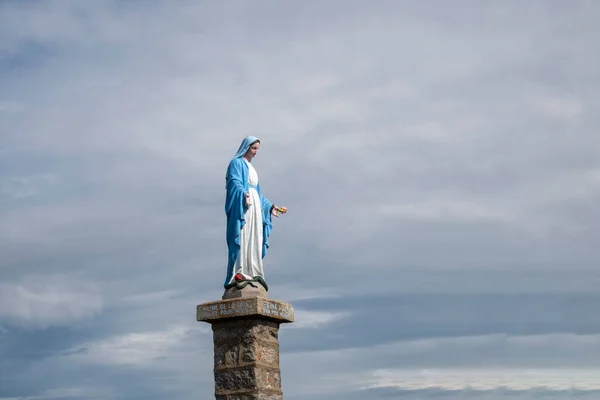 Sommet Petit Ballon Montagne Alsace Avec Statue Sainte Marie Sommet — Photo