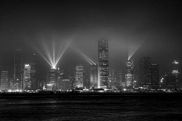 Kowloon Hongkong Ocak 2020 Geceleyin Ufuk Çizgisi Olan Ünlü Hong — Stok fotoğraf