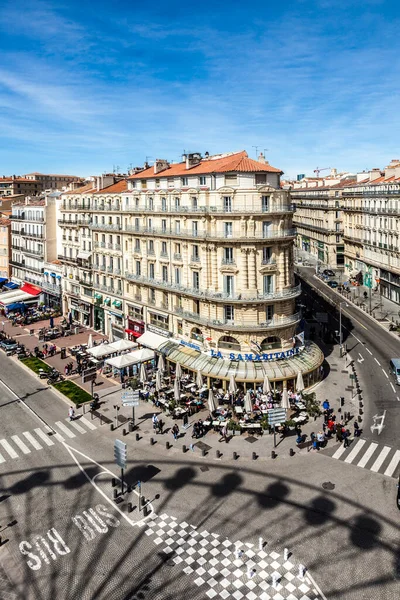 Marseille Franciaország 2015 Március Kilátás Történelmi Sétányra Marseille Régi Kikötőjében — Stock Fotó