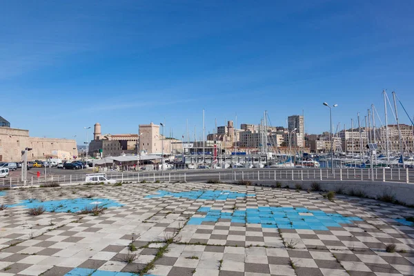 Marsiglia Francia Aprile 2015 Porto Con Barche Vela Marsiglia Vista — Foto Stock