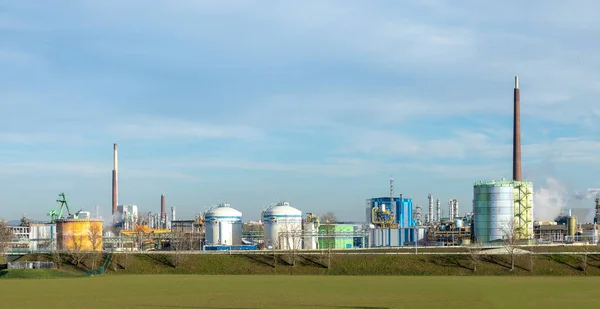 Frankfurt Alemania Enero 2020 Vista Zona Industrial Hoechst Con Silos — Foto de Stock