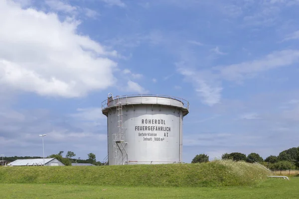 Usedom Germany August 2015 Silo Flammable Oil Roherdoel Feuergefaehrlich Danger — Stock Photo, Image