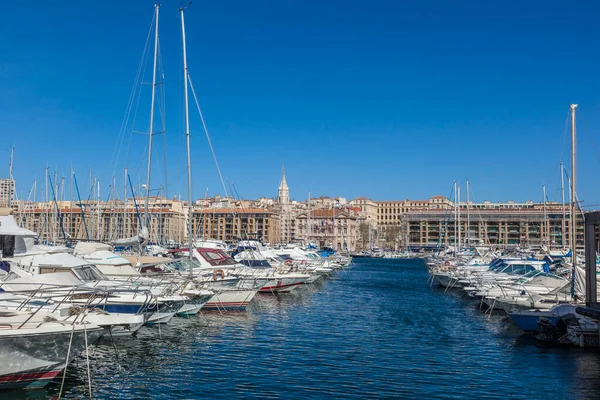 Marseille France April 2015 Harbor Sailing Boats Marseilles View Promenade — Stock Photo, Image