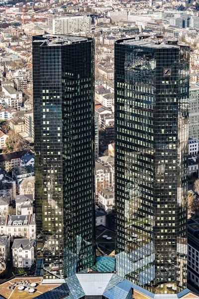 德国法兰克福 2015年3月3日 从空中俯瞰德意志银行总部 法兰克福的银行 — 图库照片