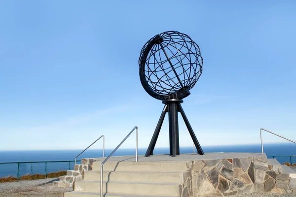 North Cape Nordkapp Noorwegen September 2017 Globe Monument Noordkaap Globe Rechtenvrije Stockfoto's