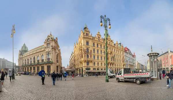 Praha Česká Republika Ledna 2020 Lidé Obecním Domě Secesní Historická — Stock fotografie