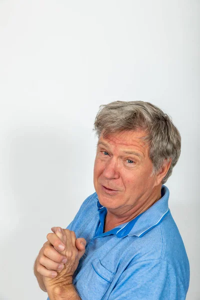 Portrait Mature Man Gesturing His Hands — Stock Photo, Image