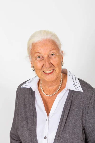Porträt Einer Alten Lächelnden Dame — Stockfoto