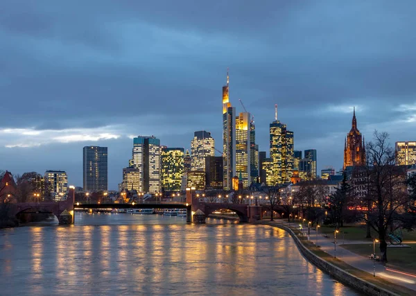 Scenic Sunset Frankfurt Main Panorama Skyscraper — Stock Photo, Image